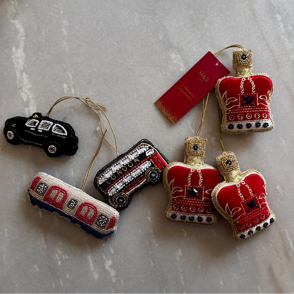 M&S London Themed Ornaments Set of 6
